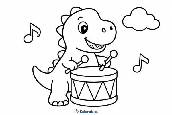 Tyranozaur gra na bębenku
