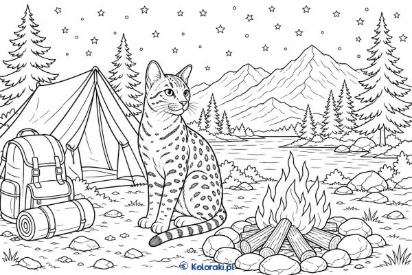 Ocicat podczas nocnego biwaku – ocicat