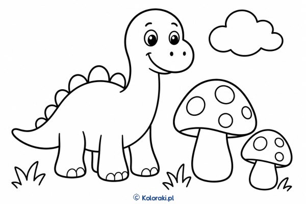 Dinozaur zbiera grzybki