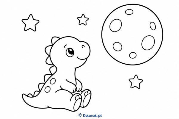 Dinozaur patrzy na księżyc