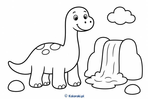 Brontozaur przy wodospadzie