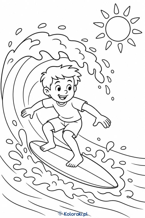 Surfing – kolorowanka sportowa