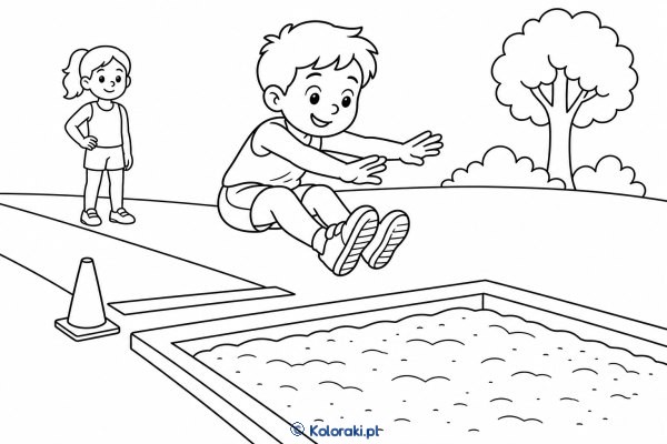 Skok w dal – kolorowanka sportowa