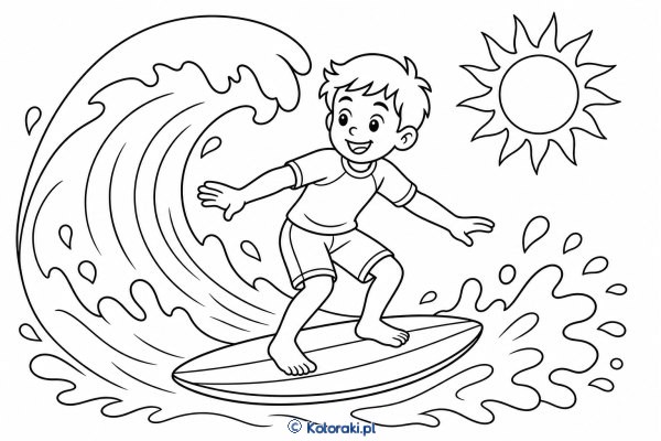 Surfing – kolorowanka sportowa