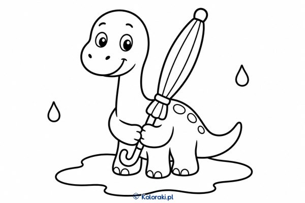 Brontozaur niesie parasolkę