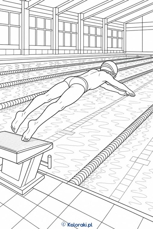 Pływanie – kolorowanka sportowa