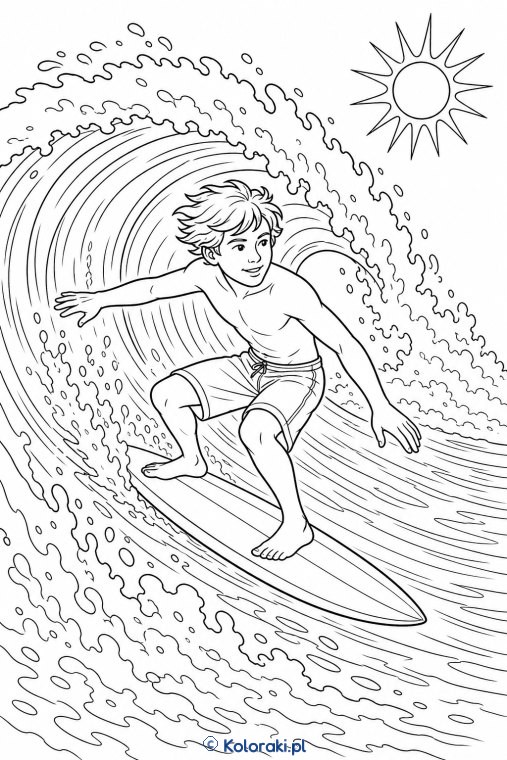 Surfing – kolorowanka sportowa