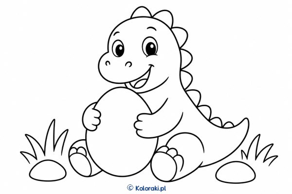 Dinozaur z ogromnym jajkiem