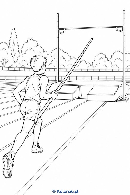 Skok o tyczce – kolorowanka sportowa