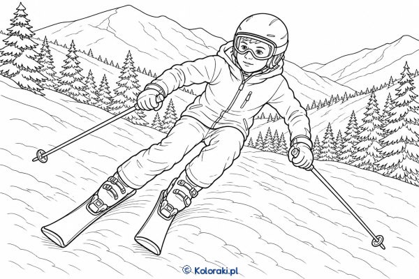 Narciarstwo – kolorowanka sportowa