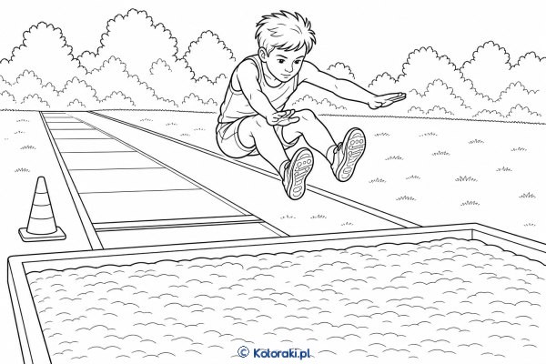 Skok w dal – kolorowanka sportowa