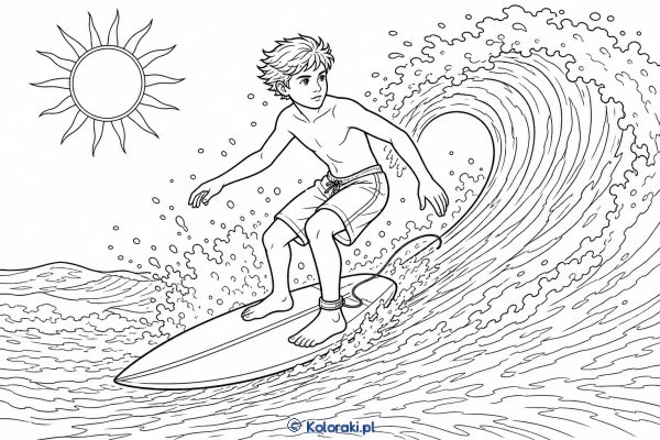 Surfing – kolorowanka sportowa