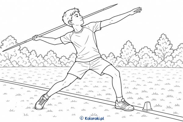 Rzut oszczepem – kolorowanka sportowa