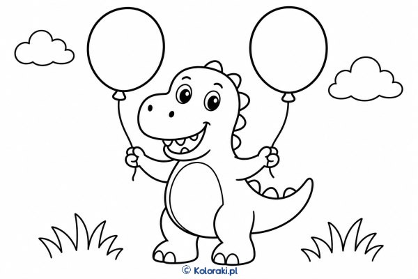 Tyranozaur przy balonikach