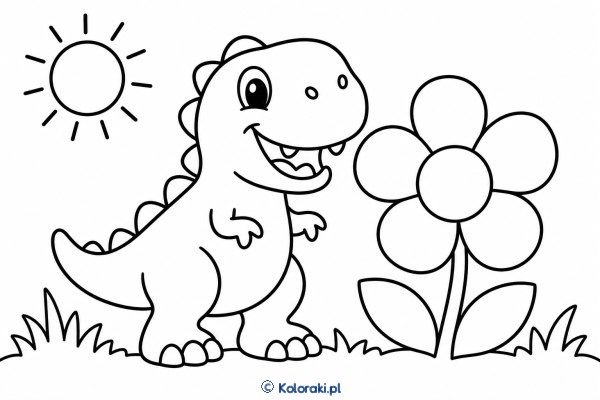 Tyranozaur przy wielkim kwiatku