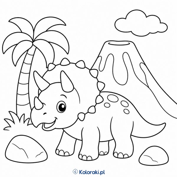 Triceratops przy wulkanie