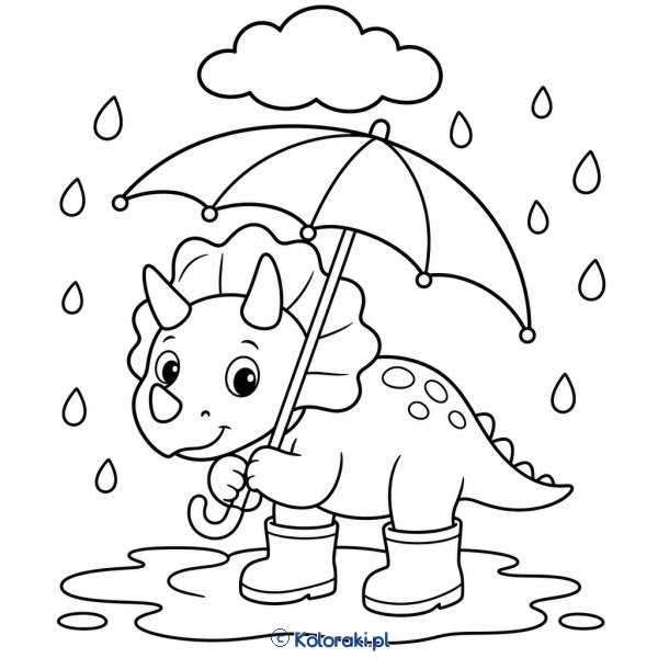 Triceratops w deszczowy dzień