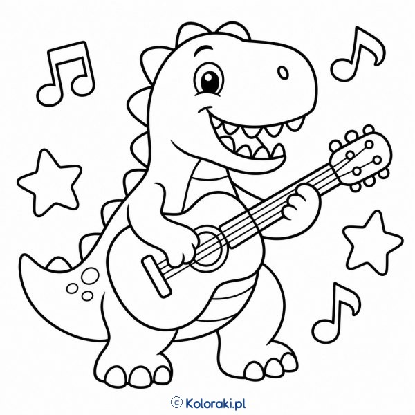 Tyranozaur gra na gitarze