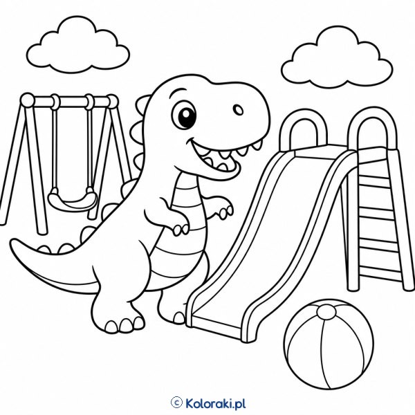 Tyranozaur na placu zabaw