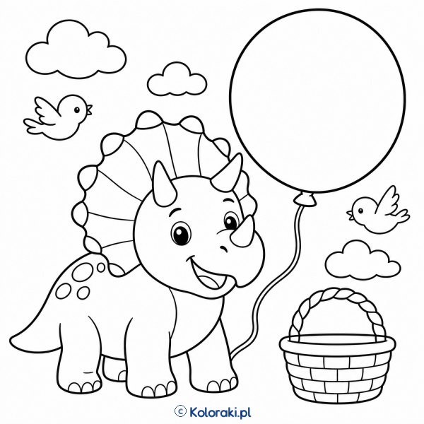 Triceratops przy balonie