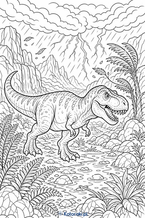 Tyranozaur podczas burzy