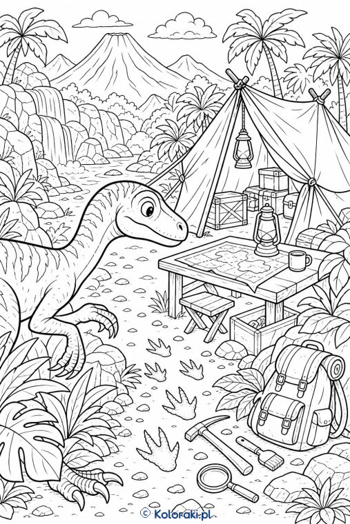 Raptor w opuszczonym obozie badaczy