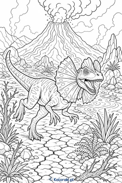 Dilofozaur w cieniu wulkanu