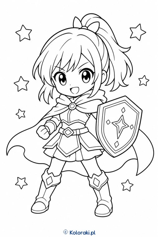 Chibi wojowniczka z tarczą