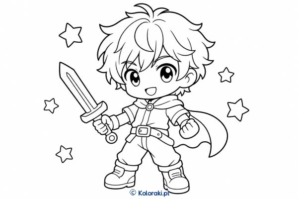 Chibi wojownik z miękką fryzurą