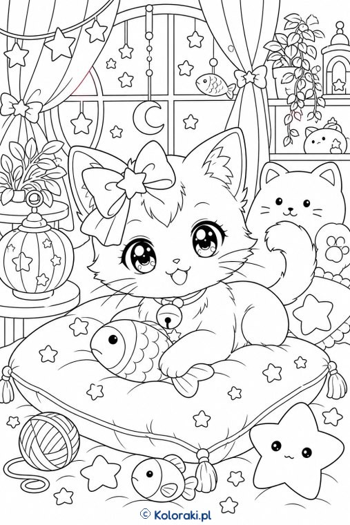 Kot w stylu kawaii