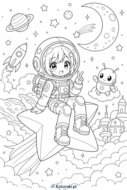 Chibi astronautka na gwiazdce