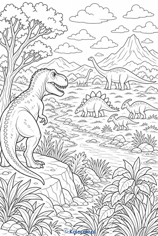 Tyranozaur i stado roślinożerców