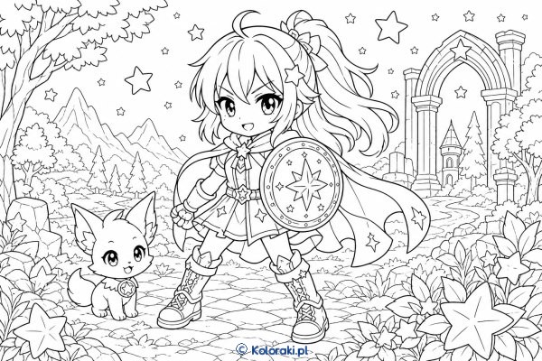 Chibi wojowniczka z tarczą