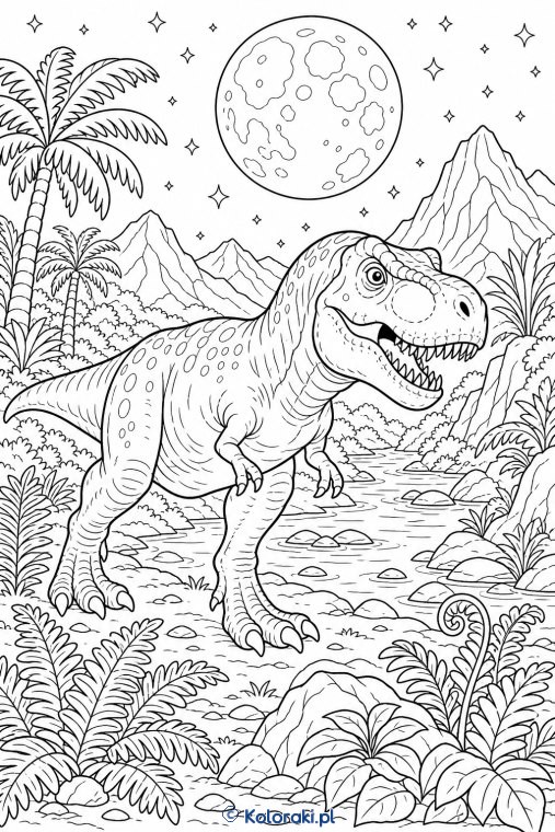 Tyranozaur nocą w dolinie
