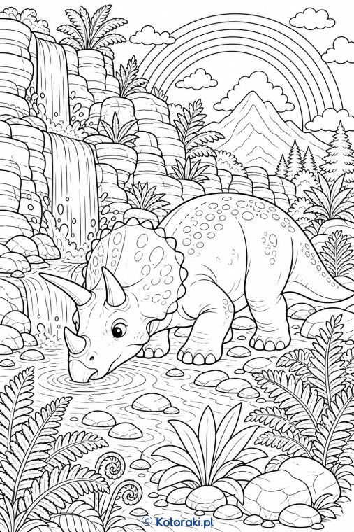 Triceratops i mały wodospad