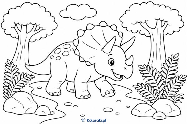 Triceratops na leśnej ścieżce