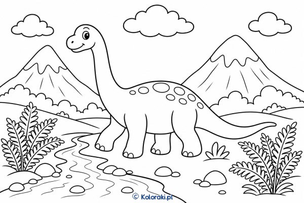 Brontozaur w górskiej dolinie