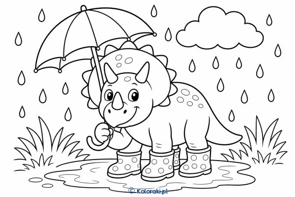 Triceratops w deszczu