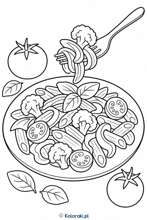 Pasta z warzywami na widelcu