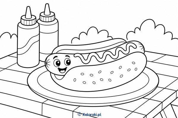 Hot dog na piknikowym stole