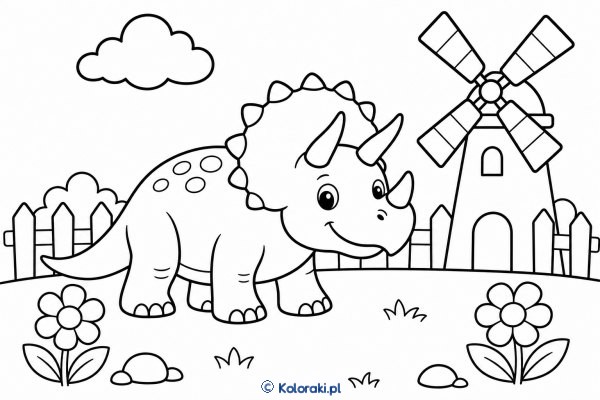Triceratops przy wiatraku