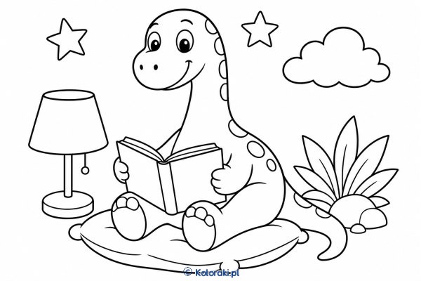 Brontozaur czyta książkę