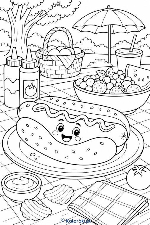 Hot dog na piknikowym stole