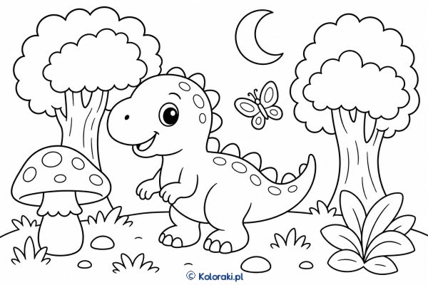 Dinozaur w zaczarowanym lesie