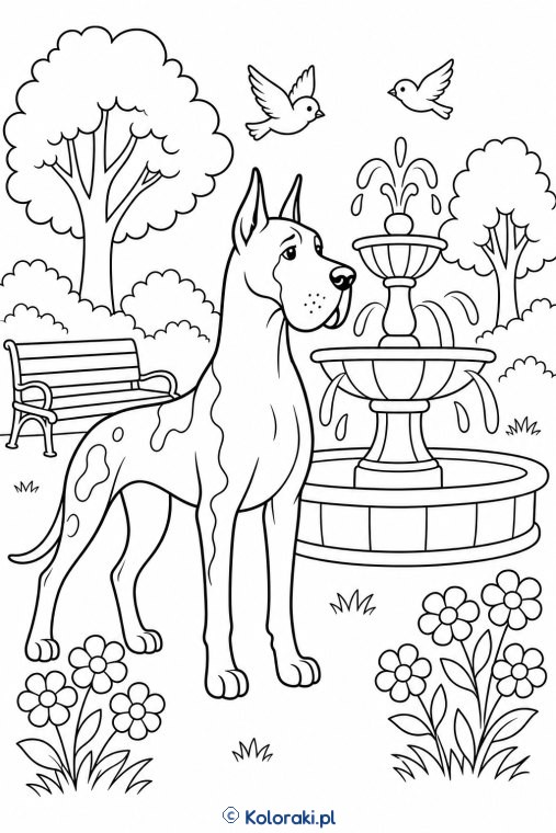 Dog niemiecki przy fontannie – dog niemiecki