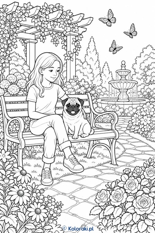 Golden retriever w ogrodzie terapeutycznym – mops