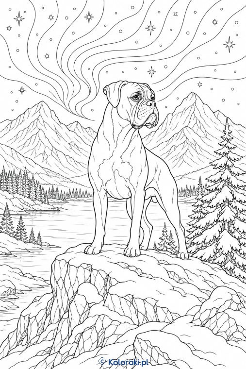 Samojed pod zorzą polarną – bokser