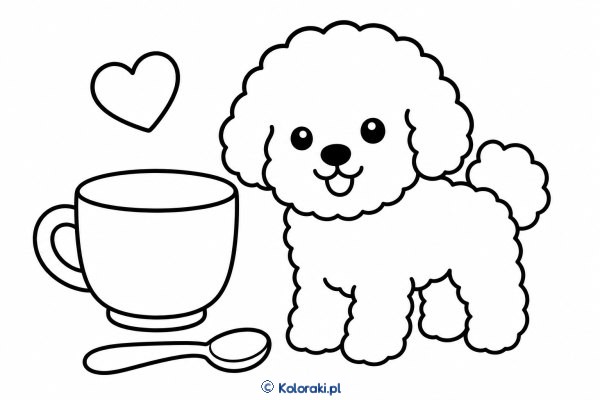 Piesek przy kubeczku – bichon frise