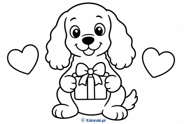 Piesek przy podarunku – cocker spaniel