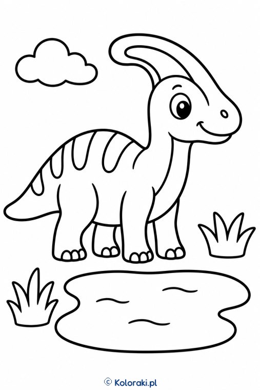 Parasaurolof nad małym jeziorem